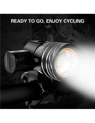 Εμπρόσθιο φως ποδηλάτου BIKE-0028, 1500LM, 300m, IPX-6, μαύρο