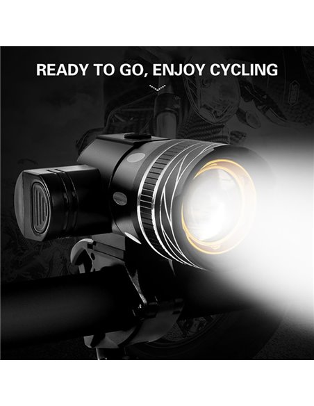 Εμπρόσθιο φως ποδηλάτου BIKE-0028, 1500LM, 300m, IPX-6, μαύρο