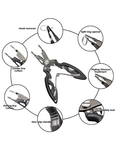Ανοξείδωτη πένσα-ψαλιδάκι ψαρέματος FISH-0003, μαύρο