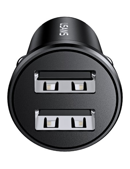 USAMS φορτιστής αυτοκινήτου C20, 2x USB, 2.4A, μαύρος