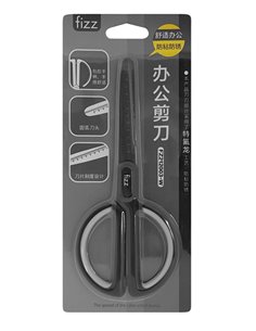 FIZZ ψαλίδι FZ212003-W με χάρακα, μεταλλική λεπίδα, 17cm, μαύρο-λευκό