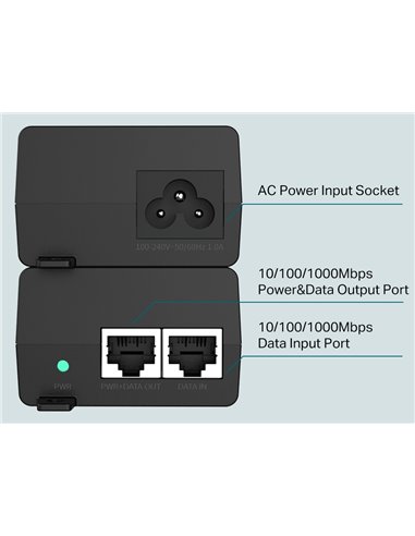 TP-LINK Gibagit PoE+ Injector TL-POE160S, 802.3af/at