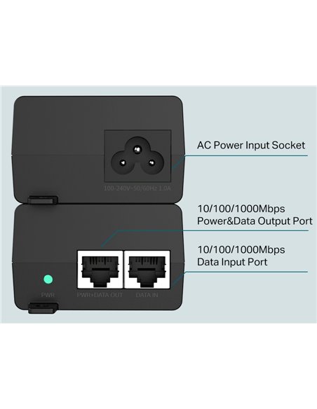 TP-LINK Gibagit PoE+ Injector TL-POE160S, 802.3af/at
