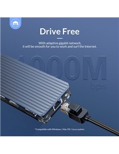 ORICO docking station WB-11P, 11 θυρών, USB-C σύνδεση, 100W PD, 4K, γκρι