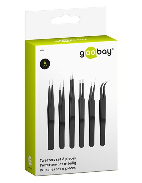 GOOBAY σετ τσιμπίδες 41256, ανοξείδωτες, αντιστατικές, μαύρο, 6τμχ
