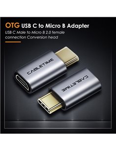 CABLETIME αντάπτορας USB-C σε micro USB CT-CMMCBF, 480Mbps, γκρι