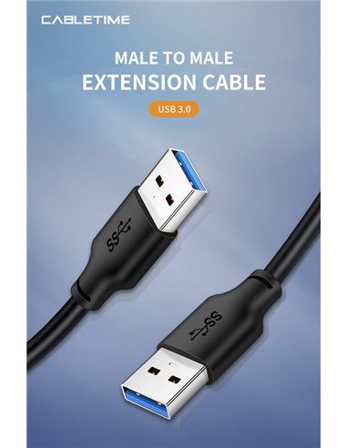 CABLETIME καλώδιο USB CT-AMAMN, 5 Gbps, 3m, μαύρο