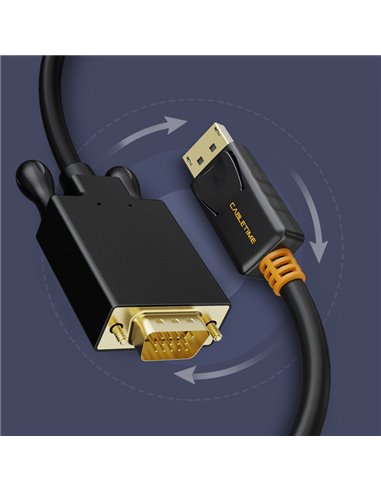 CABLETIME καλώδιο DisplayPort σε VGA CT-04G, 1080p, 3m, μαύρο
