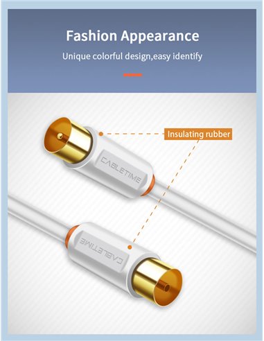 CABLETIME καλώδιο κεραίας CT-AV101, 75OHM, 2m, λευκό