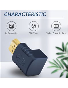 CABLETIME αντάπτορας HDMI HA10, γωνιακός, 4K, μπλε