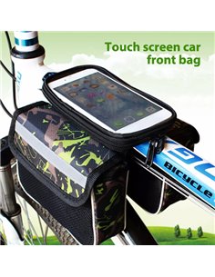 Tσαντάκι ποδηλάτου BIKE-0035, με θήκη κινητού, μαύρο-πράσινο