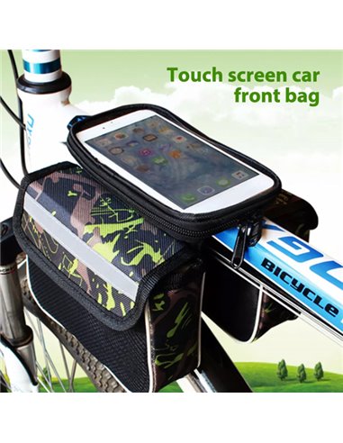 Tσαντάκι ποδηλάτου BIKE-0035, με θήκη κινητού, μαύρο-πράσινο