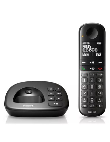 PHILIPS ασύρματο τηλέφωνο XL4951DS/34 ελληνικό μενού, τηλεφωνητής, μαύρο