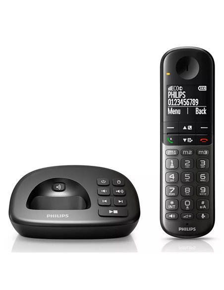 PHILIPS ασύρματο τηλέφωνο XL4951DS/34 ελληνικό μενού, τηλεφωνητής, μαύρο