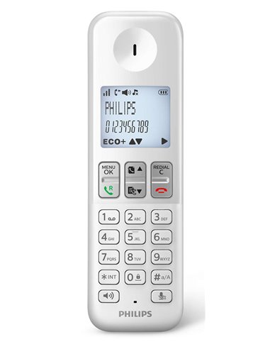 PHILIPS ασύρματο τηλέφωνο D2501S-34, με ελληνικό μενού, λευκό-μπλε