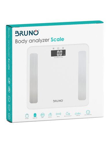 BRUNO ψηφιακή ζυγαριά με λιπομετρητή BRN-0057, έως 180kg, λευκή