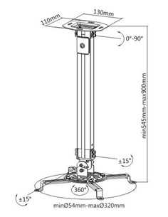 BRATECK βάση projector οροφής PRB-18M, 13.5kg