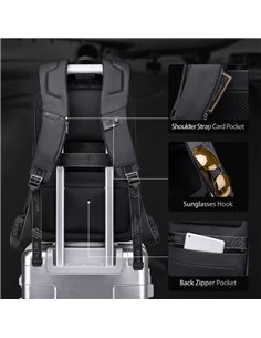 ARCTIC HUNTER τσάντα πλάτης B00423 με θήκη laptop 15.6, USB, 21L, μαύρη