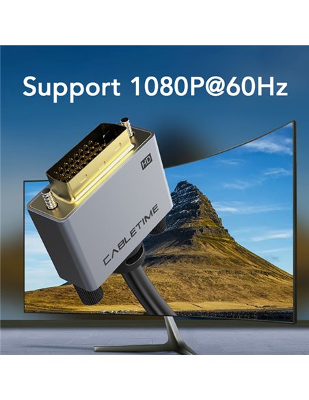 CABLETIME καλώδιο HDMI σε DVI PH241G, 1080p/60Hz, 2m, μαύρο