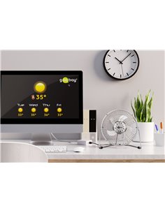 GOOBAY επιτραπέζιος ανεμιστήρας 62062, 8", USB, ασημί