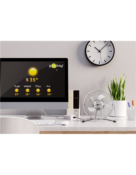 GOOBAY επιτραπέζιος ανεμιστήρας 62062, 8", USB, ασημί