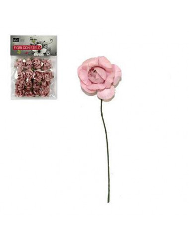 Τριαντάφυλλο με σύρμα  ροζ 3εκ. 16τεμ.
