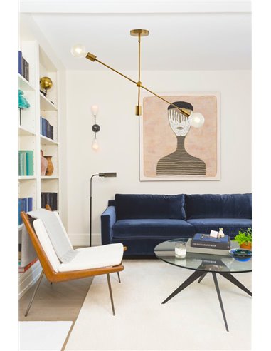 POWERTECH φωτιστικό οροφής HLL-0033, 2x E27, μεταλλικό, chrome gold