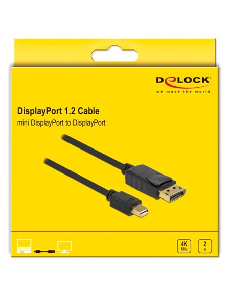 DELOCK καλώδιο mini DisplayPort σε DisplayPort 82438, 4K/60Hz, 2m, μαύρο