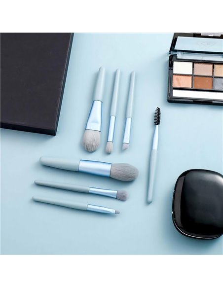 ROXXANI σετ πινέλων μακιγιάζ BTHU-0015, μπλε, 8τμχ