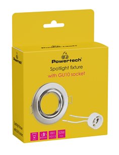 POWERTECH μεταλλικό πλαίσιο spot & ντουί GU10-003, χωνευτό, 81x31.5mm