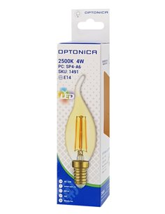 OPTONICA LED λάμπα Candle T35 Filament 1491, 4W, 2500K, E14, 400lm