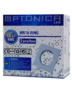 OPTONICA μεταλλικό πλαίσιο spot για MR16 5074, χωνευτό, 82x82x25mm, 2τμχ