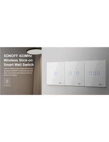 SONOFF smart διακόπτης T2EU1C-RF 433MHz, αφής, μονός, λευκός