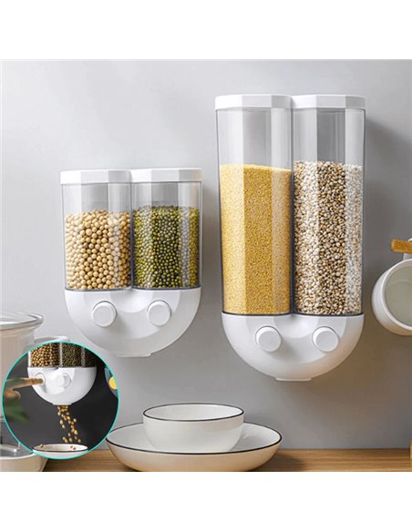 Διανεμητής δημητριακών HUH-0049, με επιτοίχια βάση, 1300ml, λευκός