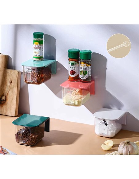 Δοχείο αποθήκευσης μπαχαρικών HUH-0053, με κουταλάκι, 420ml, γαλάζιο