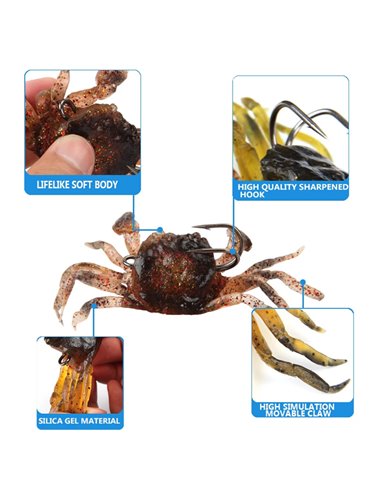 Τεχνητό δόλωμα καβούρι FISH-0033, με αγκίστρι, 8cm