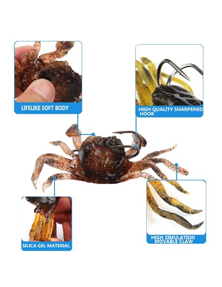 Τεχνητό δόλωμα καβούρι FISH-0033, με αγκίστρι, 8cm