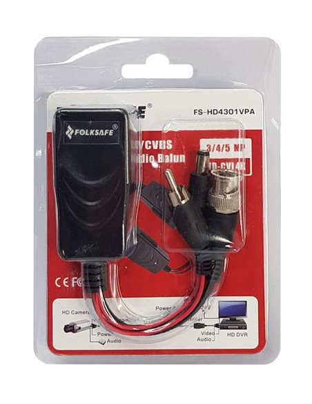 FOLKSAFE video & power balun transmitter FS-HD4301VPA, 4K, audio, RJ45