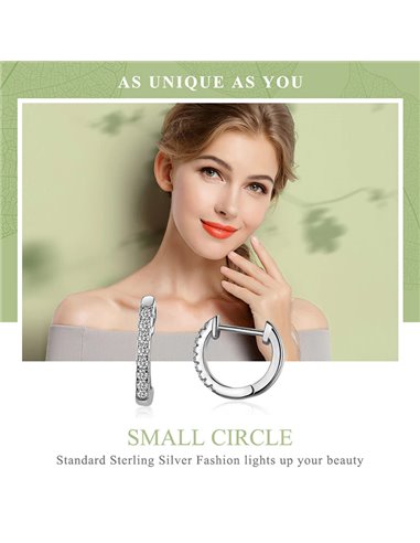 BAMOER σκουλαρίκια κρίκος SCE498-A με κυβική ζιρκόνια, ασήμι 925, ασημί