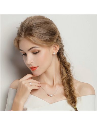 BAMOER σκουλαρίκια καρφωτά PAS489 με λευκή πέρλα, ασήμι 925, ασημί