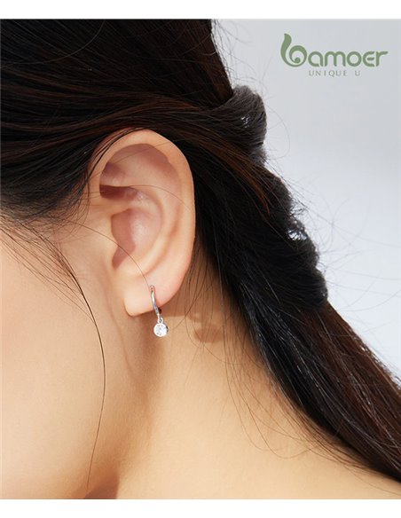 BAMOER σκουλαρίκια κρίκος SCE830 με κυβική ζιρκόνια, ασήμι 925, ασημί