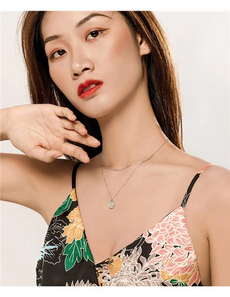 BAMOER κολιέ SCN365 δυο σειρών, ασήμι 925, ασημί