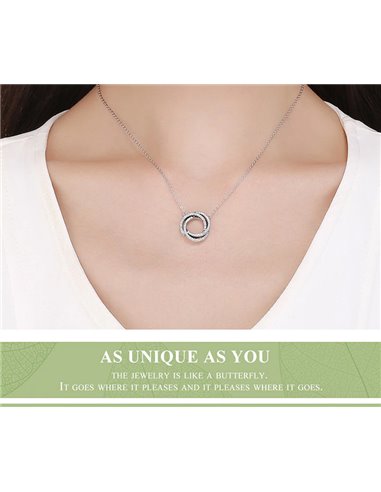 BAMOER κολιέ SCN259 με κυβική ζιρκόνια, ασήμι 925, ασημί