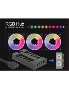 DELOCK RGB hub 64128 για ARGB LEDs, 10 θύρες, μαύρο