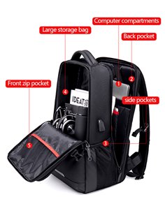 GOLDEN WOLF τσάντα πλάτης GB00444, με θήκη laptop 15.6", 23L, μαύρη