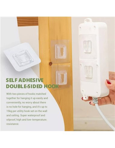 Αυτοκόλλητες βάσεις HUH-0079, 2 όψεων, 6 x 6cm, διάφανο, 5 ζεύγη