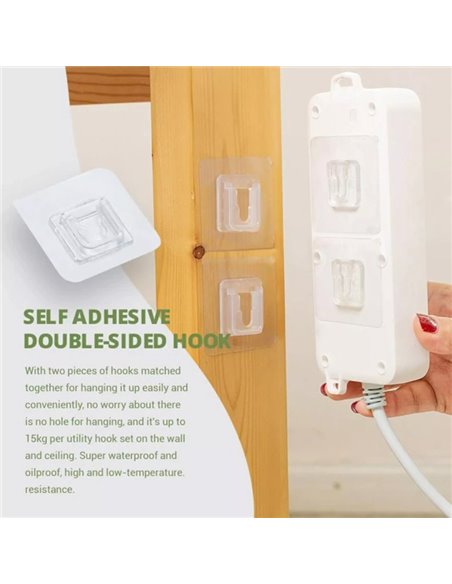 Αυτοκόλλητες βάσεις HUH-0079, 2 όψεων, 6 x 6cm, διάφανο, 5 ζεύγη