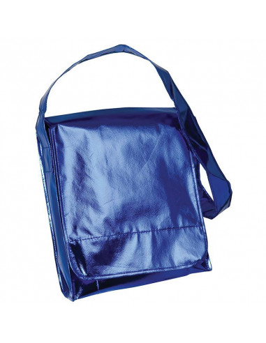 Τσάντα σε μεταλλικό χρώμα μπλε 34x35x8εκ.