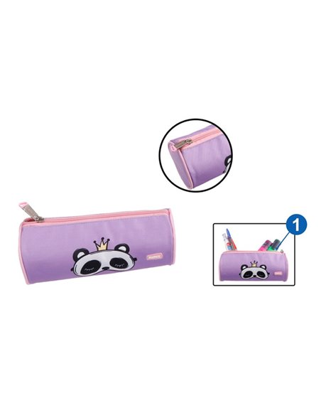 MP υφασμάτινη κασετίνα PA1025-02, κυλινδρική, μωβ