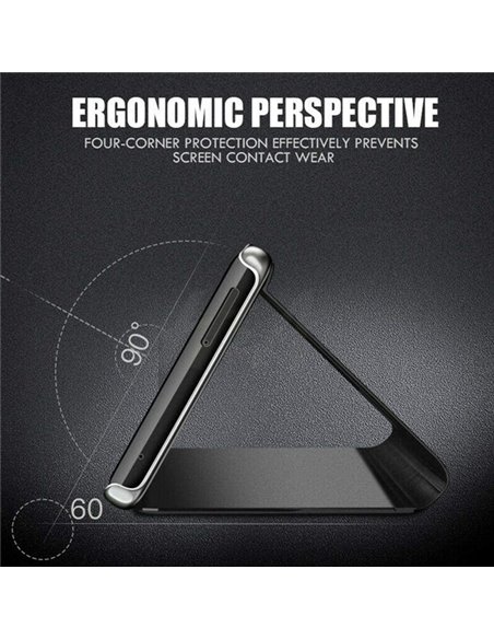 POWERTECH θήκη Clear View MOB-1664 για iPhone 13/13 Pro, μαύρη